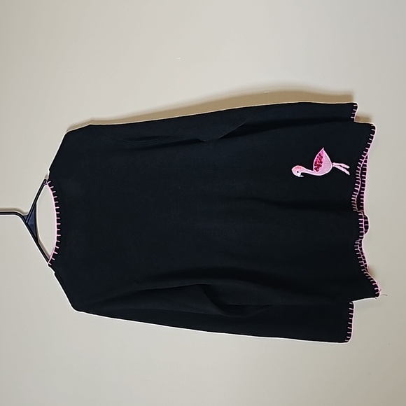 Quacker Factory Vintage Flamingo  Cardigan Sweater Black Sz M EUC - Picture 4 of 10